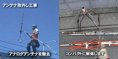 アンテナ取外し工事 コンパクトにまとめ処分します